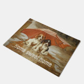 Paillasson Chiens de chien de chien sous parapluie CC0925 Tro (Incliné)
