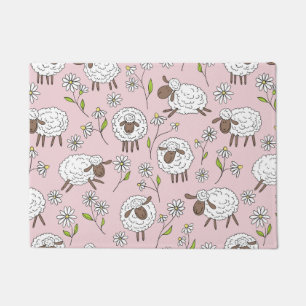 Paillasson Chiens de comptage sur coton bonbon rose