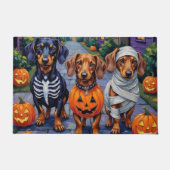 Paillasson Chiens de Dachshund Trick-or-Treating en Halloween (Devant)