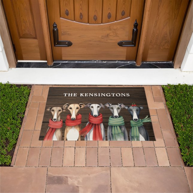 Paillasson Chiens de Greyhound et Whippets mignons en Écharpe (De plein air)