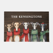 Paillasson Chiens de Greyhound et Whippets mignons en Écharpe (Devant)