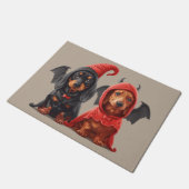 Paillasson Chiens de Halloween Dachshund Devil Bat (Incliné)