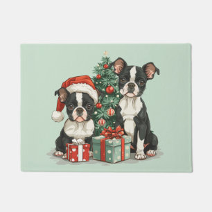 Paillasson Chiens de Noël Boston Terrier