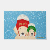 Paillasson Chiens de Noël joyeux et brillants (Devant)