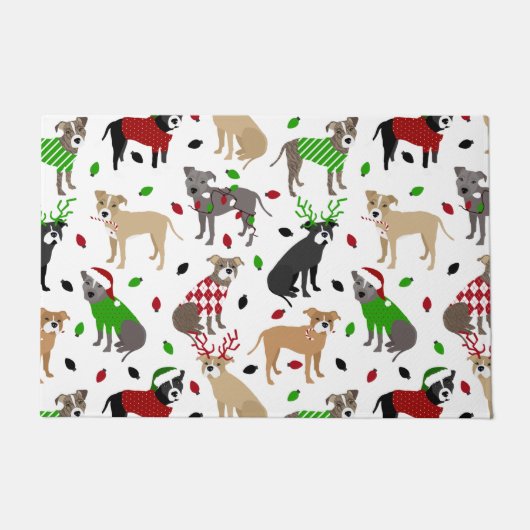 Paillasson Chiens de Noël Pitbull (Devant)