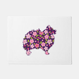 Paillasson Chiens de Poméranie Fleur Motif Poméraniens Lover