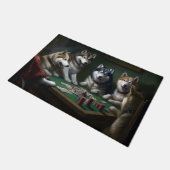 Paillasson Chiens malamuts de l'Alaska jouant au poker (Incliné)
