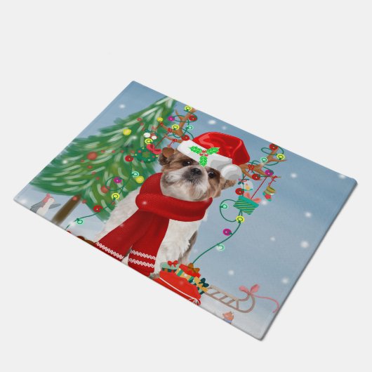 Paillasson Chih Tzu Chien dans Noël de neige (Incliné)