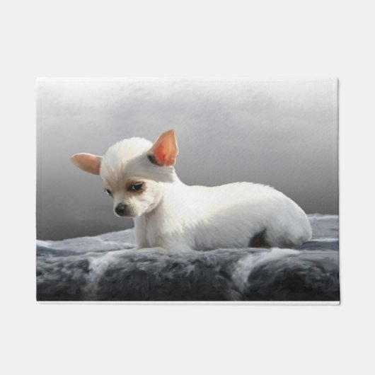 Paillasson Chihuahua Chien assis Chien Portrait Peinture d'ar (Devant)