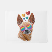 Paillasson Chihuahua Chien avec Coeurs Saint Valentin Jeter P (Devant)