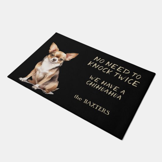 Paillasson Chihuahua Chien drôle Pas besoin de frapper deux f (Incliné)