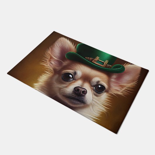 Paillasson Chihuahua Chien en robe de la Saint Patrick (Incliné)