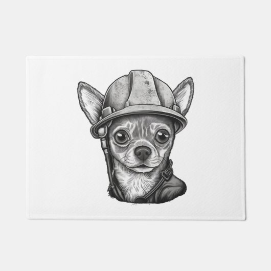 Paillasson Chihuahua Ouvrier de construction (Devant)