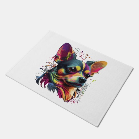 Paillasson Chihuahua peinture Abstraite couleur mignonne chie (Incliné)