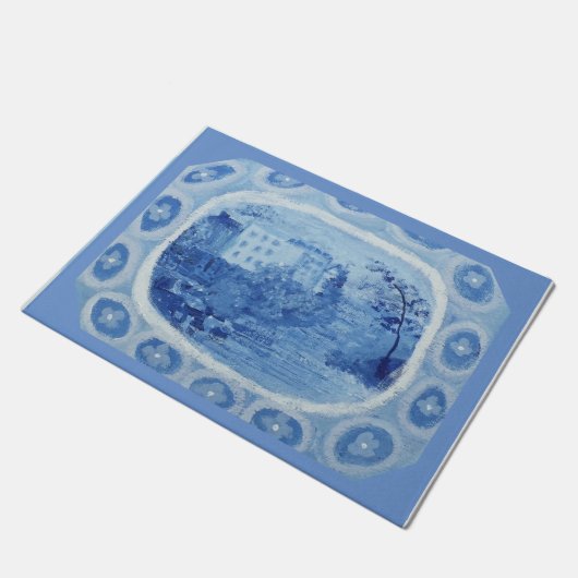 Paillasson Chinoiserie Blue Willow Plateau plat mat (Incliné)