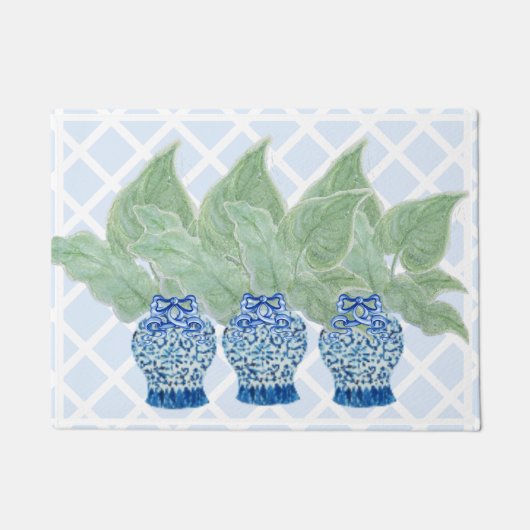 Paillasson Chinoiserie Ginger Jar Jars Tropical Feuille Doorm (Devant)