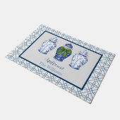 Paillasson Chinoiserie Ginger Jar Nom personnalisé Bienvenue (Incliné)