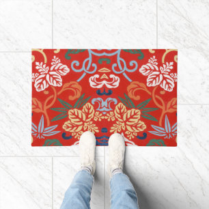 Paillasson Chinoiserie Rouge Floral Hawaïen Kimono Japonais