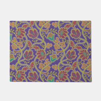 Paillasson Chintz Floral Pourpre et Chartreuse