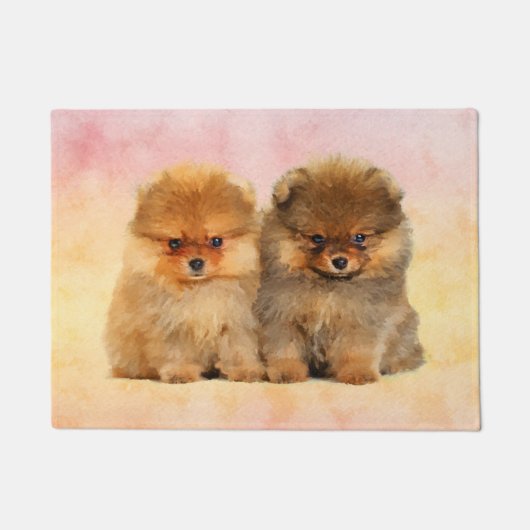 Paillasson Chiots allemands mignons de Spitz de Pomeranian (Devant)