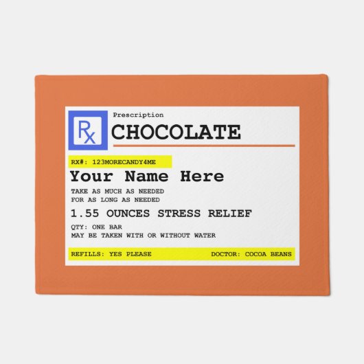 Paillasson Chocolat d'ordonnance Customisé amusant  (Devant)