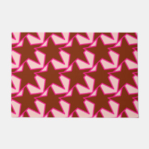 Paillasson Chocolat géométrique Star moderne Brown & Pêche