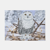 Paillasson Chouette des neiges en neige (Devant)