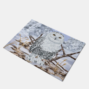 Paillasson Chouette des neiges en neige