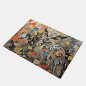 Paillasson Chouette et fleurs en peinture printanière (Incliné)