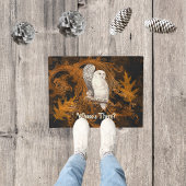 Paillasson Chouette Neige qui est là Orange Damask Halloween