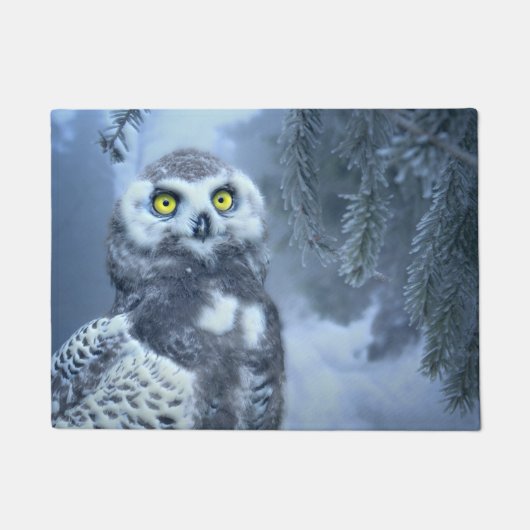 Paillasson Chouette neigeuse en hiver (Devant)