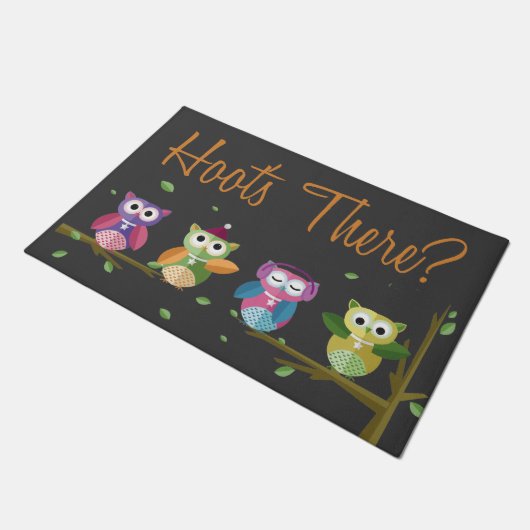 Paillasson Chouettes mignonnes Hoot's There Fall Fun Welcome (Incliné)