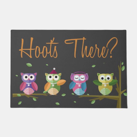 Paillasson Chouettes mignonnes Hoot's There Fall Fun Welcome (Devant)