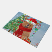 Paillasson Chow Chow Chien en neige avec cadeaux de Noël (Incliné)