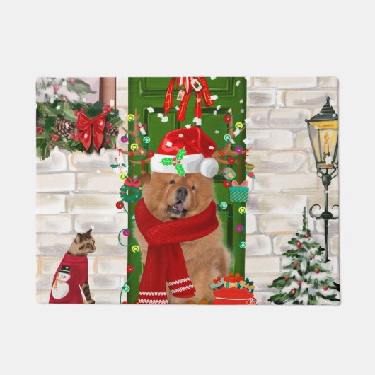 Paillasson Chow Chow Chien Noël (Devant)