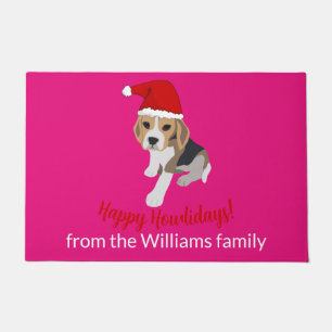 PAILLASSON CHRISTMAS BEAGLE PUPPER EN ROUGE XMAS SANTA HAT RO
