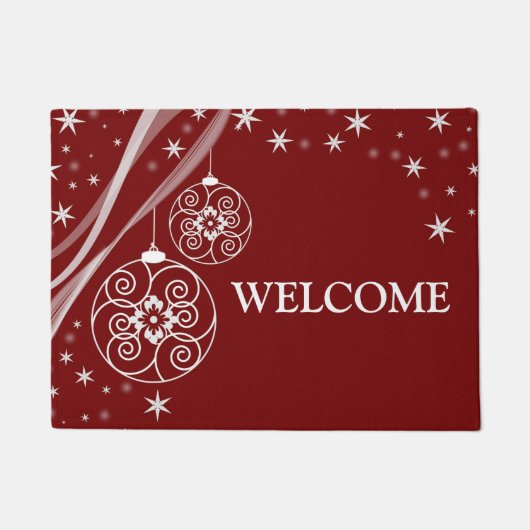 Paillasson Christmas Party White Ornaments Stars Red Elegant (Devant)