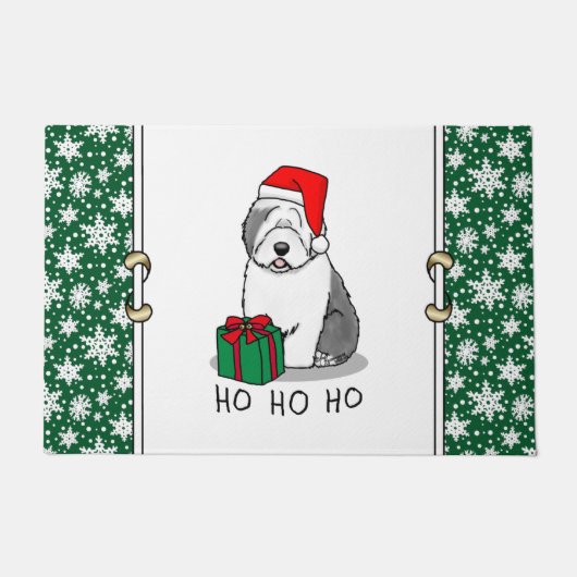 Paillasson Christmas Père Noël Old English Sheepdog (Grey 1)  (Devant)