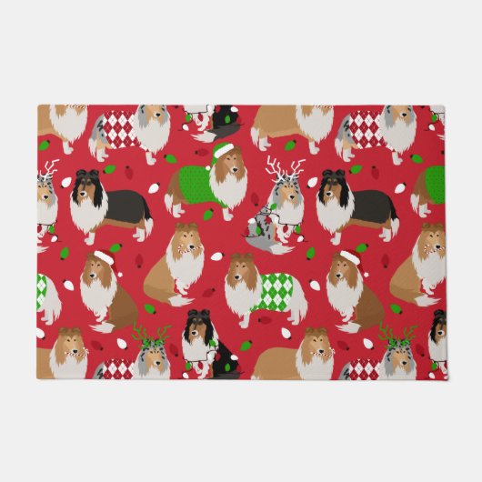 Paillasson Christmas Rough Collie (Devant)