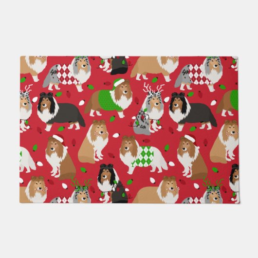 Paillasson Christmas Shelter Shetland Sheepdog (Devant)