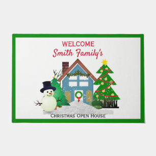 Paillasson Christmas Snowman Open House Welcome