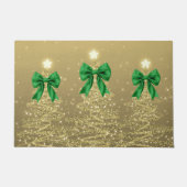 Paillasson Christmas Sparkling Trees Gold Faux Green Bow (Devant)