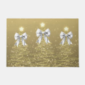 Paillasson Christmas Sparkling Trees Gold Faux Silver Bow (Devant)