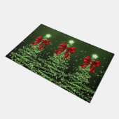 Paillasson Christmas Sparkling Trees Green Faux Red Bow (Incliné)
