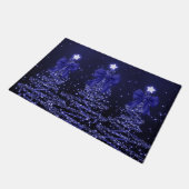Paillasson Christmas Sparkling Trees Navy Blue Faux Bow (Incliné)
