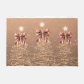 Paillasson Christmas Sparkling Trees Rose Gold Faux Bow  (Devant)