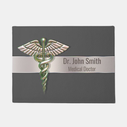 Paillasson Chrome Holographique 3D Médicale Caduceus (Devant)