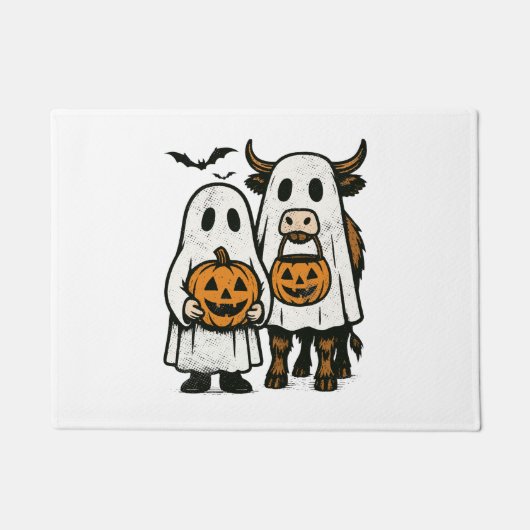 Paillasson Chute Cute Vache Highland Ghost Halloween (Devant)