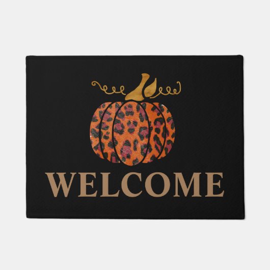 Paillasson Chute léopard imprimé citrouille Bienvenue Mat de  (Devant)