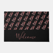 Paillasson Ciseaux en or rose et peigne noir (Devant)